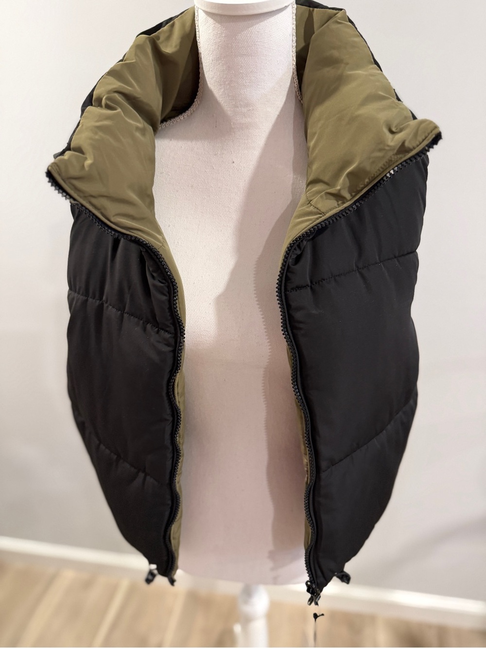 Deluc Quilted Puffer Vest in Olive Green